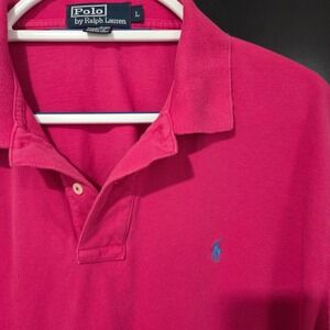 Polo Ralph Lauren Men's Pink Short Sleeve 100% Cotton Polo Shirt Size Large